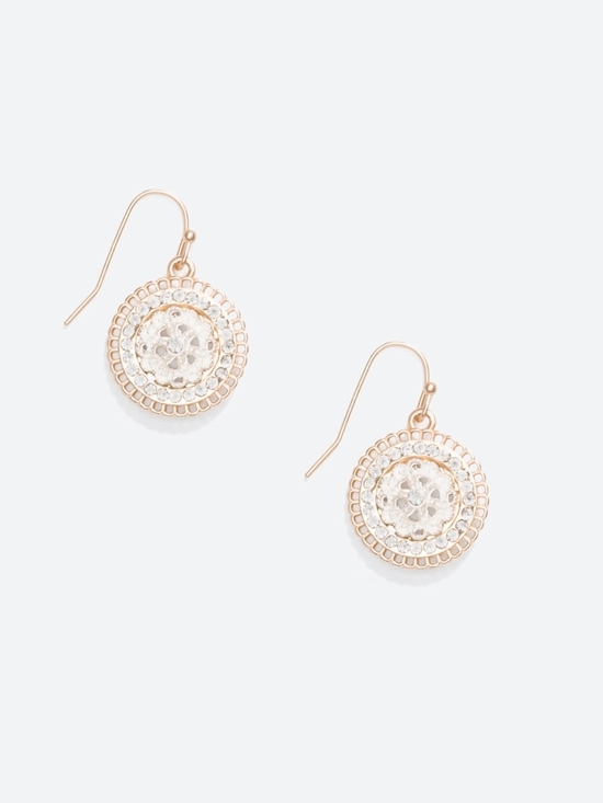 Marlyn Schiff Jewelry - Marlyn Schiff Rose Gold Lace Medallion Drop Earrings